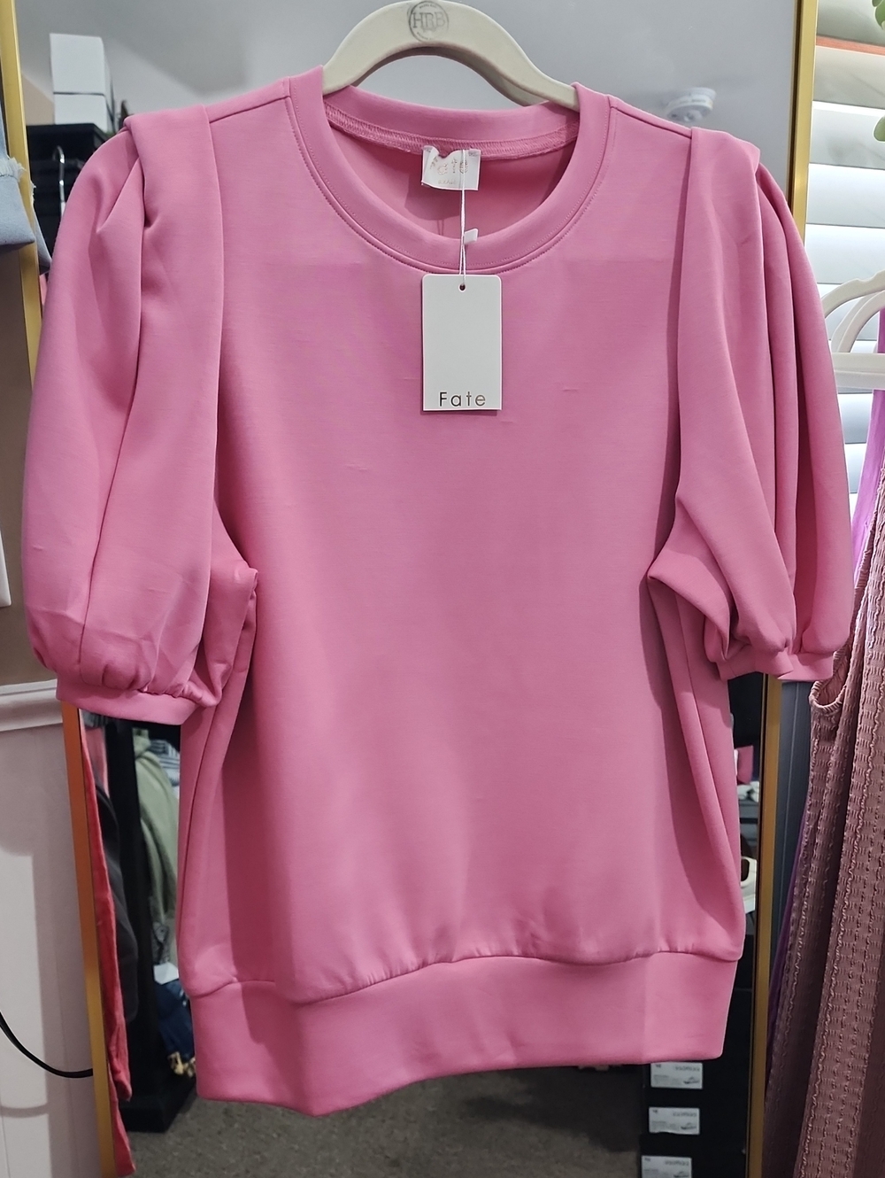 Fate Pink Puff Sleeve Sweatshirt